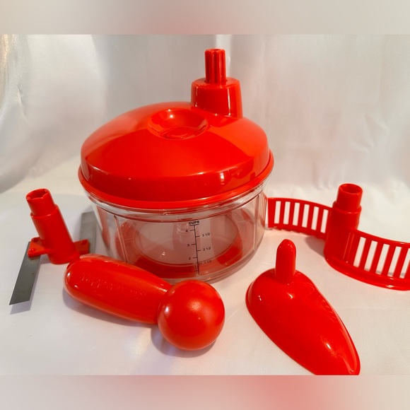 Tupperware Other - EUC Tupperware Red Quick Chef Food Processor Chopper Salad Spinner Whisk 4 cup